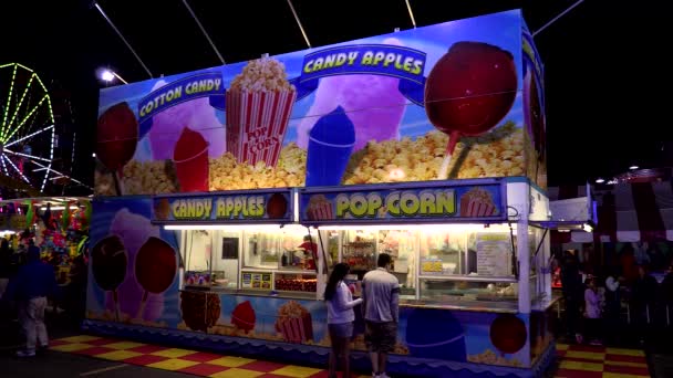 Karnawał Fiesta Snack Bar Cukierki Popcorn Napoje Stoisko — Wideo stockowe