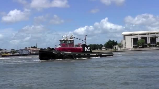 Tug Boat Convierte Savannah Georgia Río — Vídeo de stock