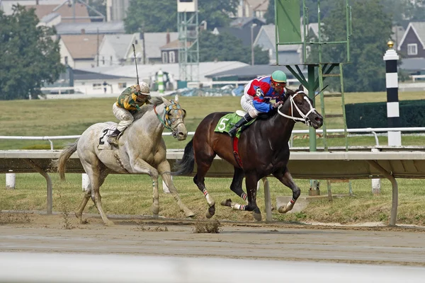 Pista de corrida de cavalo lamacento — Fotografia de Stock