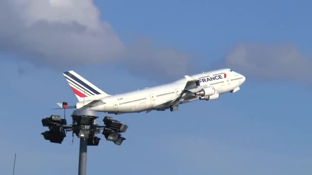 AirFrance Boeing 747 vliegtuig — Stockvideo