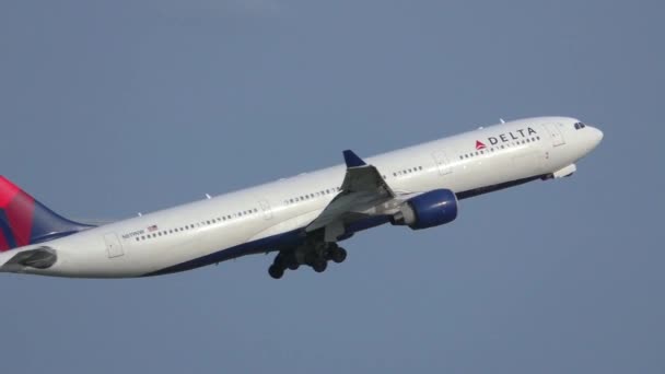 Flugzeug der Delta Airlines A330 — Stockvideo