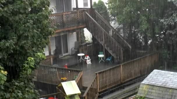 House backyard in storm — Stock Video