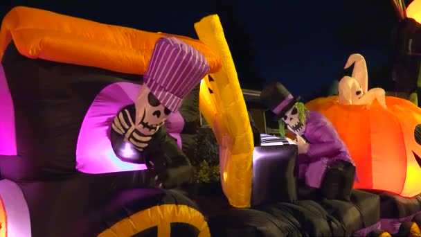 Decoraciones de calabaza y esqueleto de Halloween — Vídeos de Stock