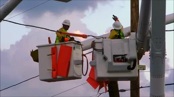 Power Line Workers — Stock Video