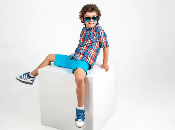 Fashion happy and smiling little boy — Stock Photo, Image