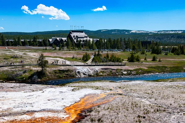 Aktive Geyserne Geotermiske Bassengene Yellowstone Nasjonalpark Yellowstone Var Verdens Første – stockfoto