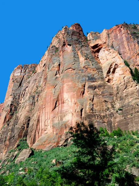 Zion Canyon Features Soaring Towers Monoliths Suggest Quiet Grandeur Virgin — Stock Photo, Image
