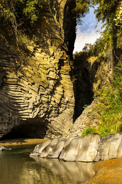 Woods Alcantara Gorge Actually Quite Small Scenic Site Alcantara River — Stock Photo, Image