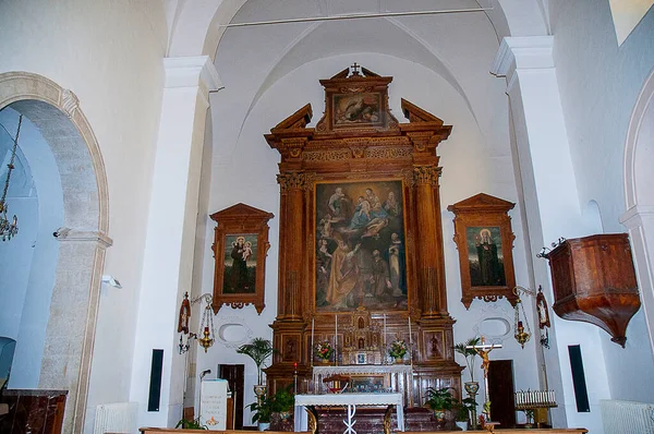 Igreja Vila Montesa Savoca Nas Montanhas Atrás Taormina Ilha Sicília — Fotografia de Stock