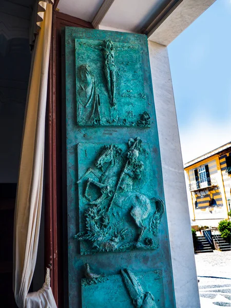 Portas Bronze Igreja San Giorgio Portofino Riviera Italiana Portofino Uma — Fotografia de Stock