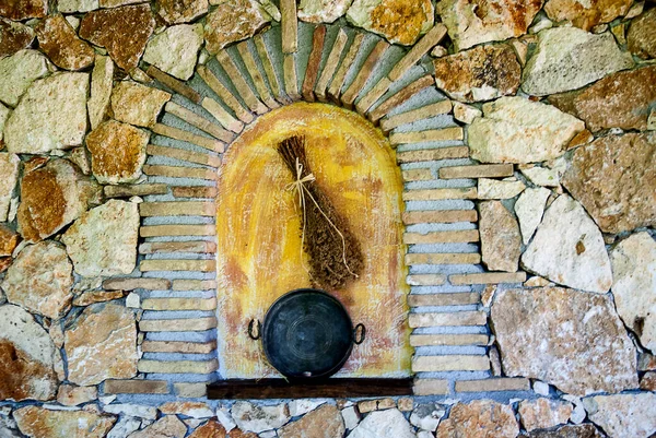 希腊凯法罗尼亚岛Skala一家餐馆的墙面装饰 — 图库照片