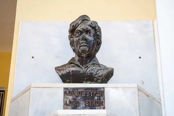 Bust Lord Byron Street Ithaka Who Lived Island Kephalonia 그리스 — 스톡 사진