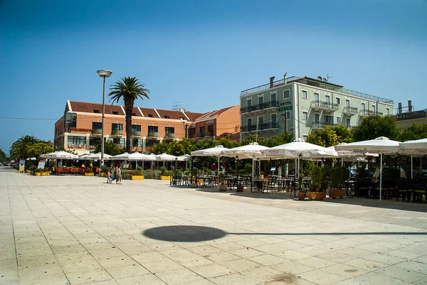Plaza Principal Ciudad Argostoli Que Capital Cefalonia Que Fue Aplanada — Foto de Stock