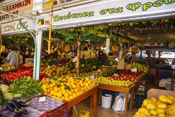 Groenten Fruit Winkel Stad Argostoli Dat Hoofdstad Van Kephalonia Die — Stockfoto