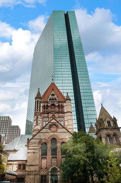 Boston Skyline Kostelem Trojice Boston Hlavní Město Největší Město Massachusetts — Stock fotografie