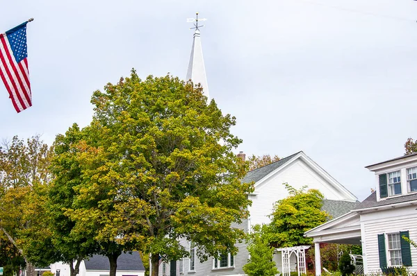 Clapboard Kostel Nové Anglii Usa Nové Anglii Lesy Poskytují Materiály — Stock fotografie