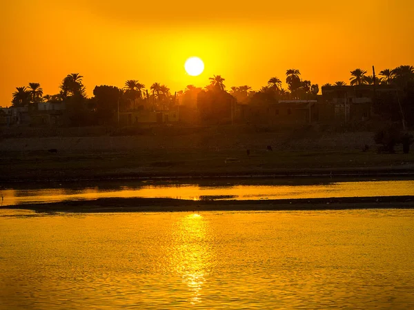 Pôr Sol Sobre Rio Nilo Cruzeiro Nilo Egypt Rio Nilo — Fotografia de Stock