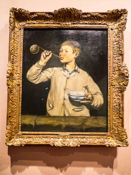 Boy Blowing Bubbles Uma Pintura 1867 Edouard Manet Ele Retrata — Fotografia de Stock