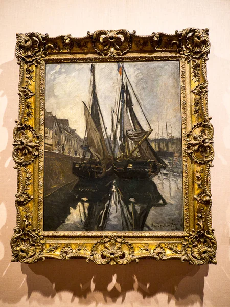 Pittura Impressionista Navi Vela Porto Claude Monet Poiché Artista Morto — Foto Stock