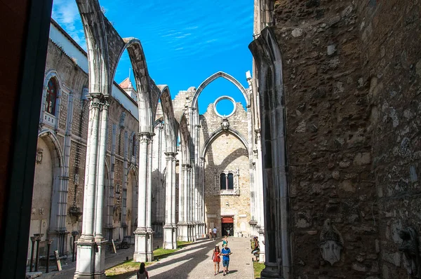 Ruins Carmo Convent Damaged 1755 Lisbon Earthquake Now Archaelogical Museum — Stock Photo, Image