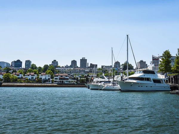 Città Skyline Vancouver Columbia Britannica Canada Granville Island Vancouver Tra — Foto Stock