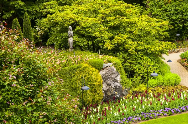 Grupp Blommor Display Trädgårdar Brentwood Bay British Columbia Kanada Nära — Stockfoto