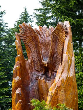 Vancouver 'ın yukarısındaki Grouse Dağı' nda elektrikli testere oyması. Yaz aylarında kuşlar, doğa gösterileri, dünyaca ünlü oduncu şovu ve nesli tükenmekte olan vahşi yaşam için sığınak gibi etkinlikler var. 