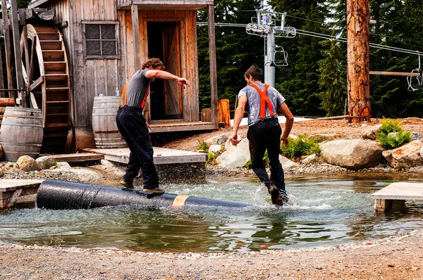 Lumberjack Demonstração Grouse Mountain Vancouver Canadá Eventos Verão Como Demonstrações — Fotografia de Stock