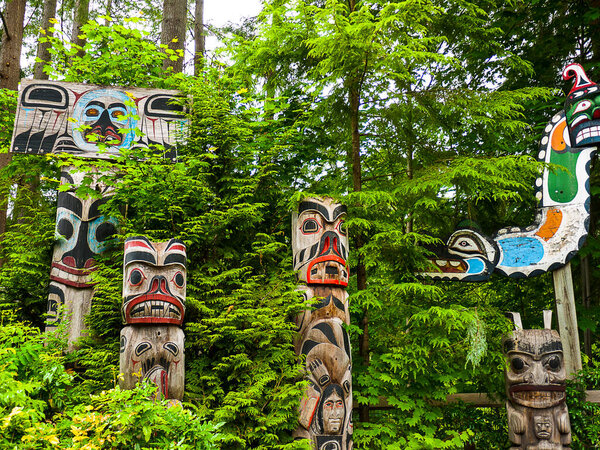 Totem poles are monumental sculptures carved from large trees, usually cedar, but mostly Western Red Cedar, by cultures of the Indigenous peoples of the Pacific Northwest Coast of North America and Canada. 