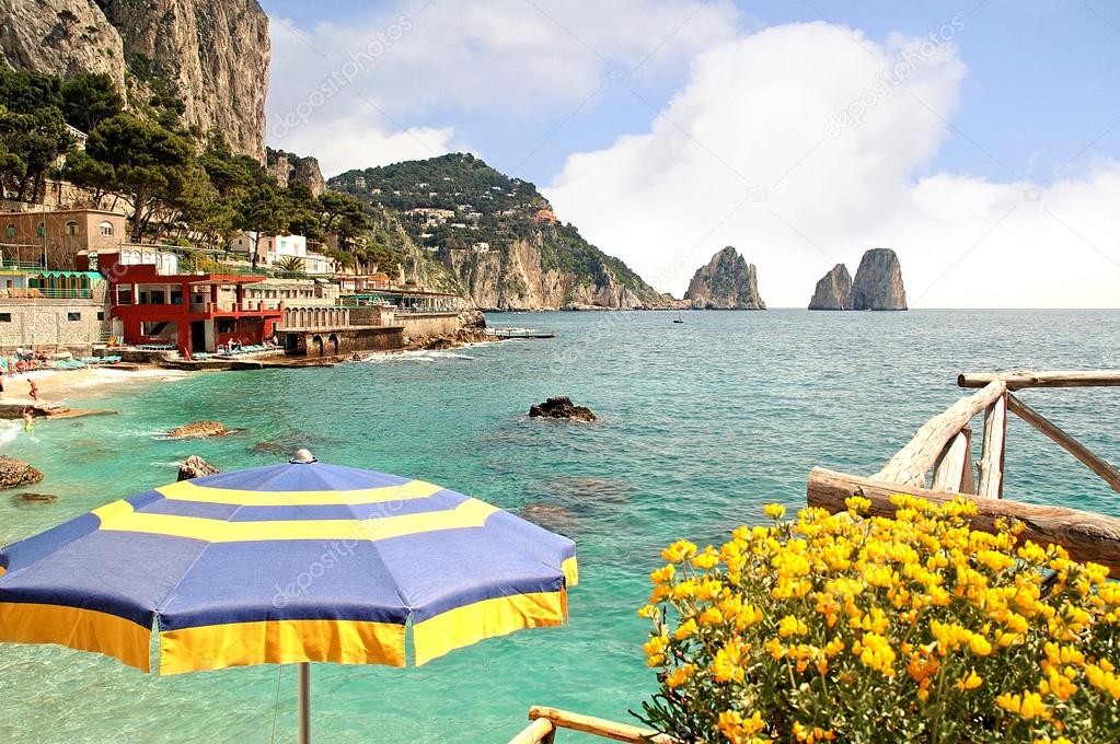 Faraglioni Rocks off the magical island of Capri in The Bay of Naples Italu
