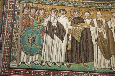 Ravenna İtalya Kilisesi Bizans İmparatoru Maximanus mozaiği