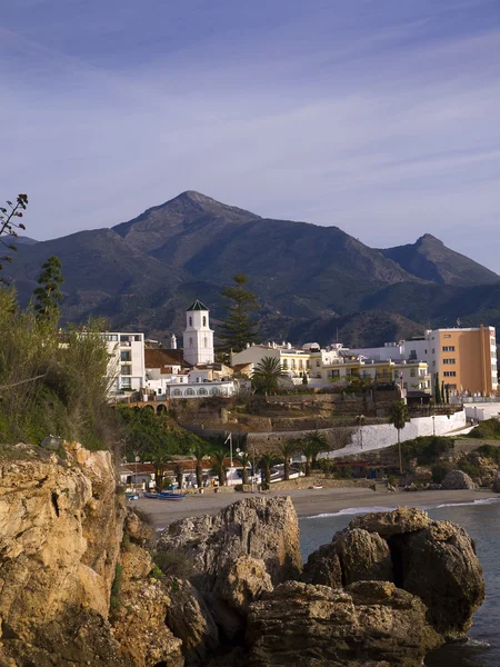 Nerja on the Costa del Sol backed by the Alpujara Mountains in Spain — Stock Photo, Image