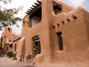 Typical architecture of Santa Fe the State Capital of New Mexico USA clipart