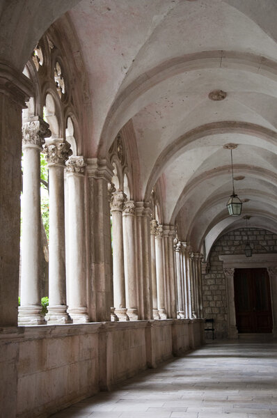 Cathedral Cloisters in the Walled City of Dubrovnic in Croatia Europe
