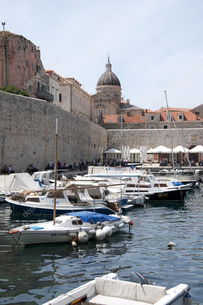 The Port in the Walled City of Dubrovnic in Croatia Europe
