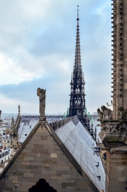 Paris 'teki Notre Dame' ın çatı katından dekoratif sanat ve mimari.