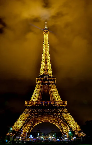 Tour Eiffel Nuit Spectacle Performance Feux Clignotants Paris — Photo