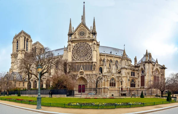 Monument Populaire Ville Paris Vue Sur Cathédrale Gothique Notre Dame — Photo