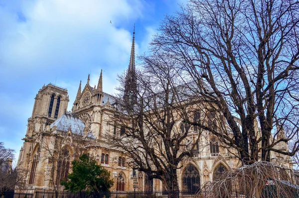 Paris 'te popüler şehir simgesi, Notre Dame Gotik Katedral Manzarası