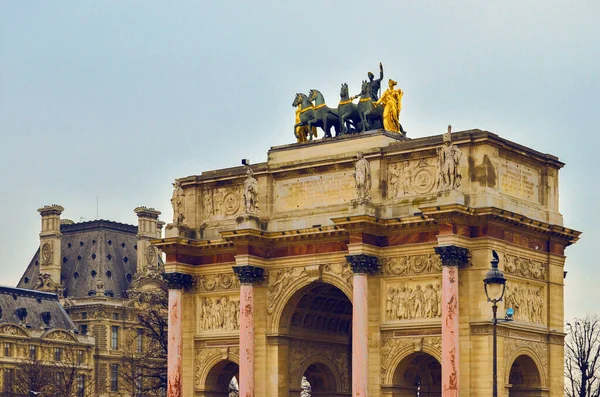 Triumphal Arch Arc Triomphe Carrousel Close Louvre Paris France — Stock Photo, Image