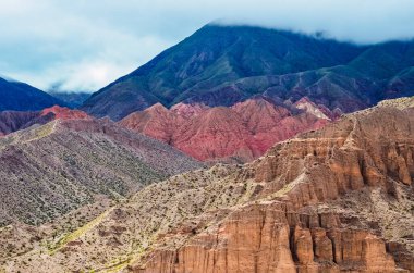 Vadi manzarasının Tilcara, Jujuy, Arjantin 'deki Garganta del Diablo' ya olan görüntüsü. Quebrada de Humahuaca