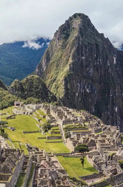 View Machu Picchu Lost City Huayna Picchu Mountain Ruins Ancient — Stock Photo, Image