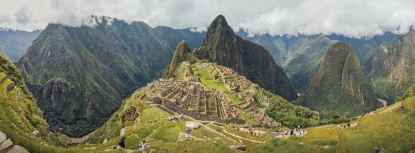 Panoramisch Uitzicht Machu Picchu Verloren Stad Met Huayna Picchu Berg — Stockfoto