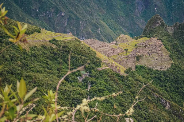 Zoom Sur Célèbre Ville Perdue Machu Picchu Depuis Porte Soleil — Photo