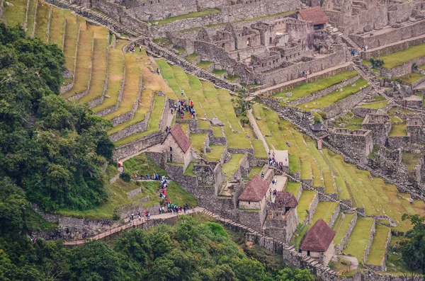 Vue Rapprochée Célèbre Ville Perdue Machu Picchu Depuis Porte Soleil — Photo