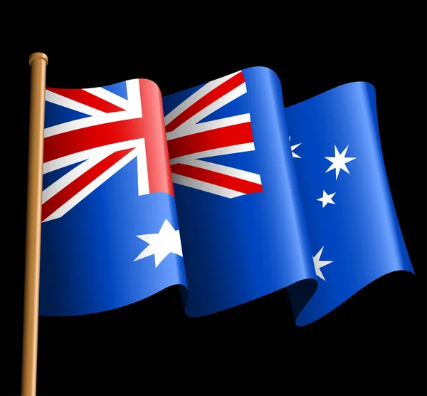 Australische vlag afbeelding op een zwarte achtergrond — Stockvector