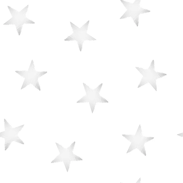 Silver stars embroidery stitching seamless pattern — Stock Vector