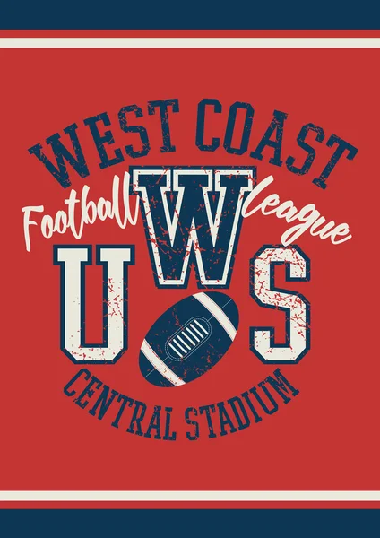 Cartaz de camisola da liga de futebol da Costa Oeste — Vetor de Stock