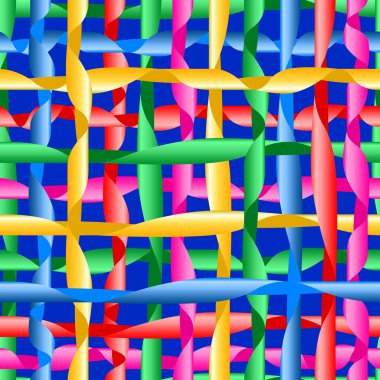 Mavi arka plan Dikişsiz desen renkli şeritler
