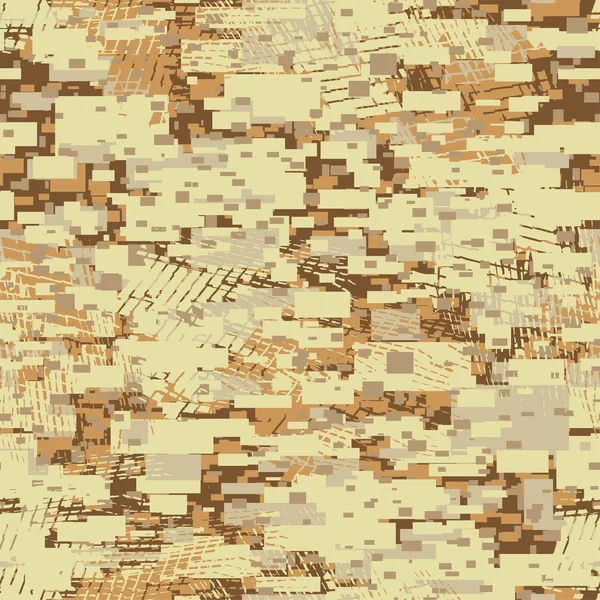 Camouflage woestijn storend blok kaki naadloze patroon — Stockvector